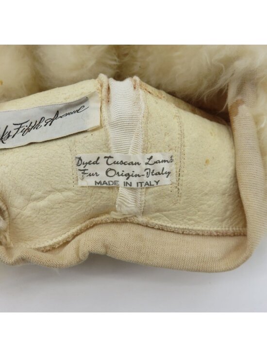 VTG Saks Fifth Avenue Tuscan Cream Lamb Shearling Fur Newsboy Hat Cap Italy Chic main image 12
